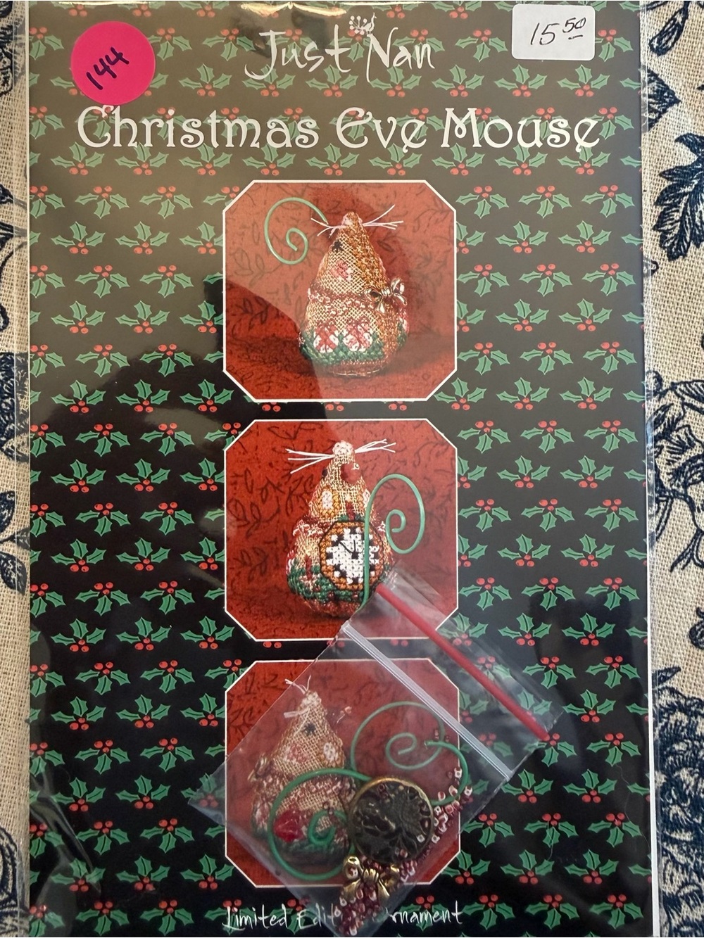 Just Nan Christmas Eve Mouse Limited Edition Ornament Kit Embellishments NEW